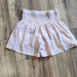 TCEC Paperbag Waist Shorts Women S Pink Multicolor Stripe Elastic Cotton Summer